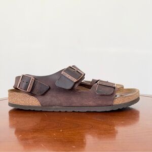 Birkenstock Unisex Milano Brown Leather Strap Sandals | EU 44
